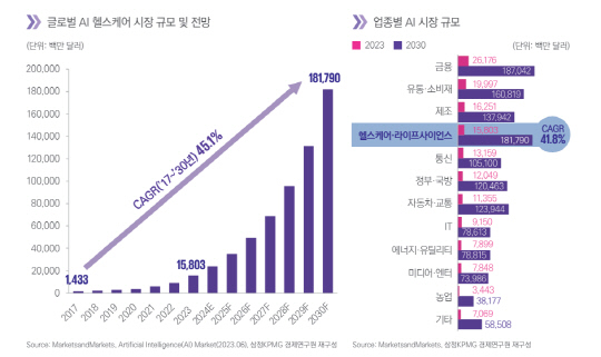 글로벌 AI헬스케어 시장규모 및 전망 <자료:삼정KPMG경제연구원>